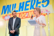 Guilherme Boulos e Marta Suplicy em agenda da pré-campanha
