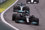 SAO PAULO, BRAZIL - NOVEMBER 13: Lewis Hamilton of Great Britain driving the (44) Mercedes AMG Petronas F1 Team Mercedes W12 during the sprint ahead of the F1 Grand Prix of Brazil at Autodromo Jose Carlos Pace on November 13, 2021 in Sao Paulo, Brazil. (Photo by Lars Baron/Getty Images)