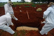 Enterro de vítimas da Covid-19 em cemitério de Goiânia, goiás