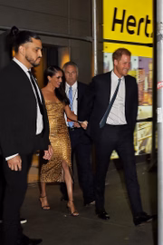 Harry, Meghan e Doria Ragland se envolveram em um acidente de carro em Nova York, nos Estados Unidos 