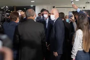 Presidente Jair Bolsonaro chega à exposição de demonstração das aplicações práticas do uso da nova tecnologia 5g standalone no Brasil. Foto: Hugo Barreto/Metrópoles