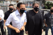 Doria durante vacinação contra Covid-19 no Estádio do Morumbi