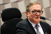 O ex-ministro da Educação, Ricardo Vélez Rodríguez, durante audiência pública da Comissão de Educação, Cultura e Esporte (CE) do Senado