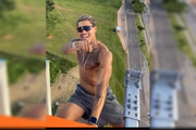 Ele se filmou pendurado em uma torre 