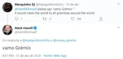 Hamill atendeu até a pedido de torcedor do Grêmio