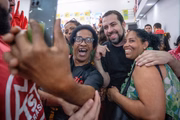 Boulos durante evento na periferia de SP