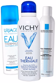 Água termal das marcas Uriage, Vichy e La Roche -Posay