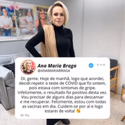 Print do comunicado sobre Ana Maria Braga com Covid-19