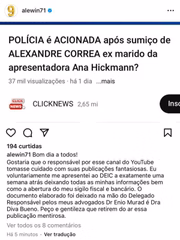 Ex de Ana Hickmann se pronuncia após notícia de que está desaparecido
