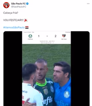 O clube não perdeu a oportunidade de provocar Abel Ferreira, treinador do Verdão