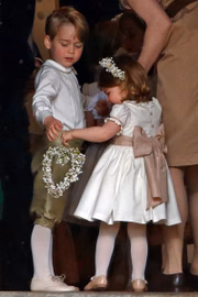 Os irmãos Cambridge no casamento da tia Pippa Middleton, em 2017