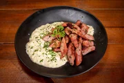 Linguiça apimentada com creme de milho