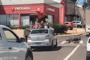 O carro do motorista teve o capô, teto e para-brisas danificados