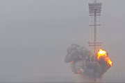 Vídeo mostra momento exato em que míssil atinge torre de TV em Kiev