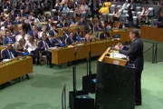 Presidente Jair Bolsonaro durante discurso de abertura da 75ª Assembleia Geral da ONU