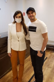 Luciana Passoni com o jogador Falcão