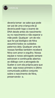 Pronunciamento de Vitão e Matuto, publicado no Instagram, sobre o filho de Suelen Gervásio