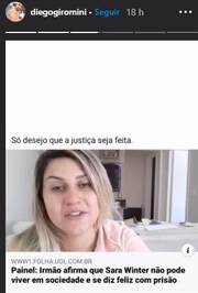 Stories de Diego Giromini, irmão de Sara "Winter" Giromini