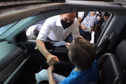 Doria durante vacinação contra Covid-19 no Estádio do Morumbi