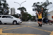 Semáforos desligados após apagão em São Paulo. Na foto, Avenida Santo Amaro, altura do 6.400