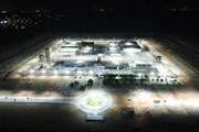 Vista área da Penitenciária de Mossoró. Iluminação no local foi reforçada.