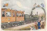 Mais uma pintura da rinha Vitória e o príncipe Albert no trem. Ela encomendou a construção do transporte