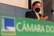 Coletiva do presidente da Câmara dos Deputados, Rodrigo Maia, no Salão Negro