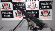 Metralhadora antiaérea apreendido pela Polícia Civil, no interior de SP, em 2018. Mesmo modelo do furtado do Exército