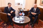 Secretário de Estado dos EUA, Antony Blinken, e o primeiro-ministro de Israel, Benjamin Netanyahu