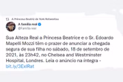 Beatrice retuitou a postagem da rainha sobre o nascimento da filha