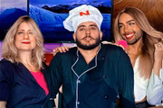 Daniel Nahoum ao lado das atrizes do clipe, Carol Ferri e Luwi Bloom — também cantora do DF