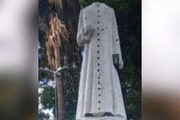 Estátua de Padre Cícero vandalizada em Suzano
