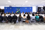 Brasília, 14/06/2019. Presidente Jair Bolsonaro recebe jornalistas para Café da manhã no Palácio do Planalto. Entre os temas abordados, estavam a demissão do presidente dos Correios, a relação com Santos Cruz e o ex-presidente Lula