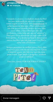 BBB24: perfis de Fernanda e Pitel pedem a saída de Rodriguinho 