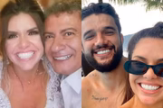 Cybelle, viuva de Tom Veiga, com o intérprete e com o novo amor