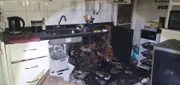 Cozinha de apartamento atingido pela explosão