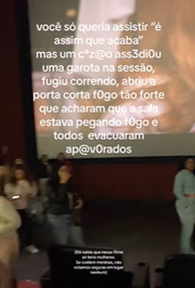 Menina mostra caos durante sessão de cinema em SP