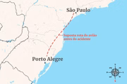 Suposto trajeto da aeronave 