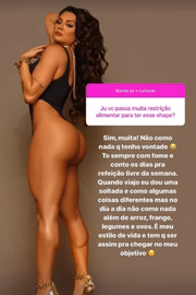 Ela também admitiu que sente fome entre as refeições 