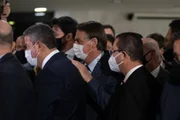 Presidente Jair Bolsonaro chega à exposição de demonstração das aplicações práticas do uso da nova tecnologia 5G no Brasil