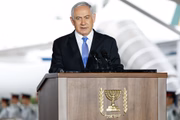 Primeiro-ministro de Israel, Benjamin Netanyahu, discursa durante cerimônia oficial de chegada de Bolsonaro a Israel