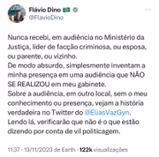 Ministro Flávio Dino se manifestou sobre o caso no Twitter