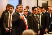 Ministro da Justiça, Flávio Dino, durante reunião com secretários