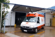 Ambulância em unidade de saúde na cidade