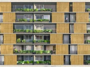 Detalhe da fachada viva e verde com o resgate da arquitetura da cidade