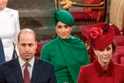Os príncipes de Gales com Meghan Markle
