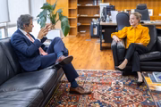 Os ministros Fernando Haddad e Gleisi Hoffmann