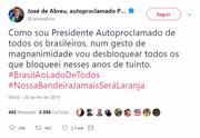 No Twitter, o ator apresentou supostas mudanças no país