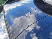 Já no capô do carro, é possível ver 13 marcas de tiro