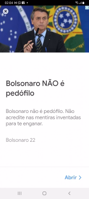 Anúncio de campanha afirma que Bolsonaro "não é pedófilo"